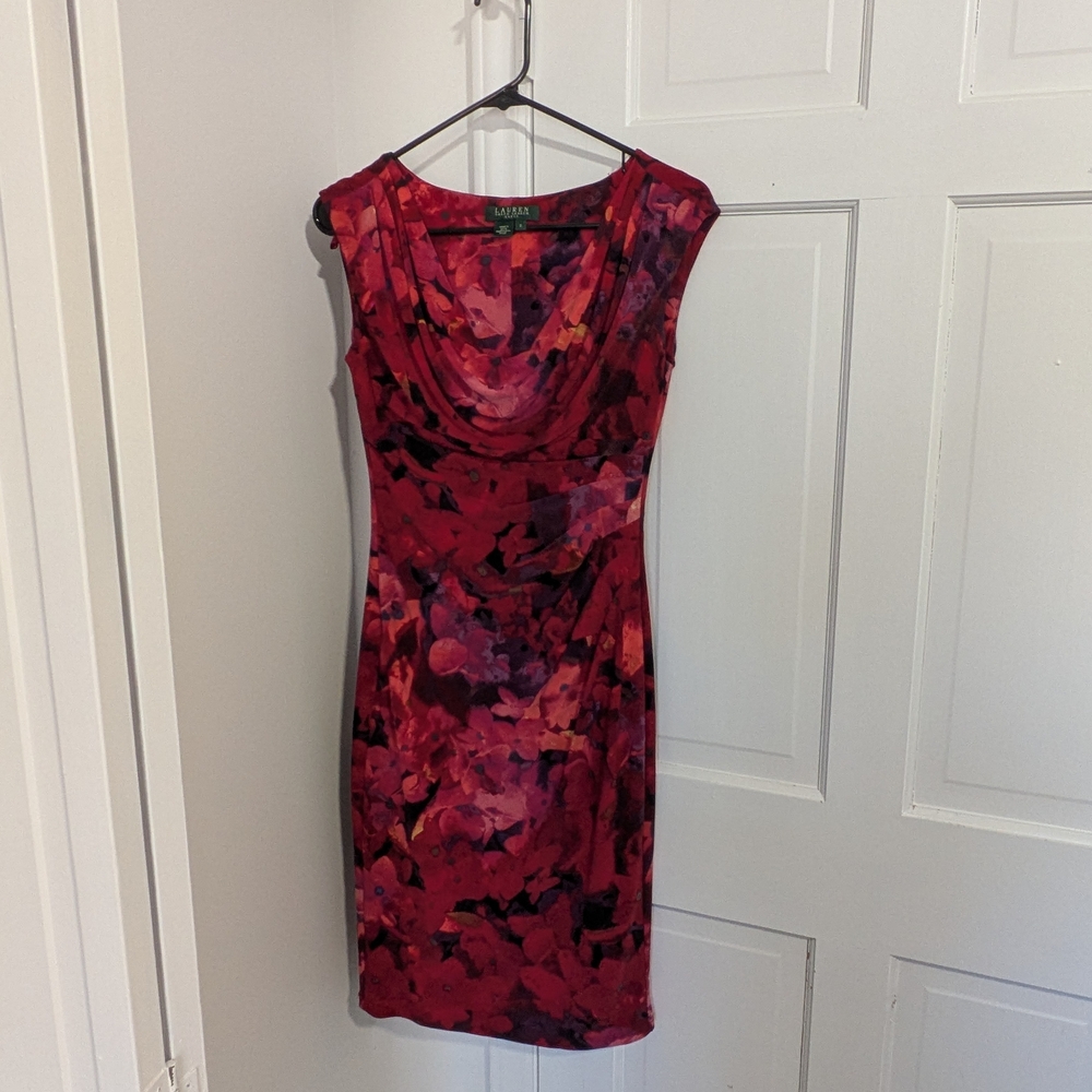 Ralph Lauren Red and Purple Floral Mini Dress